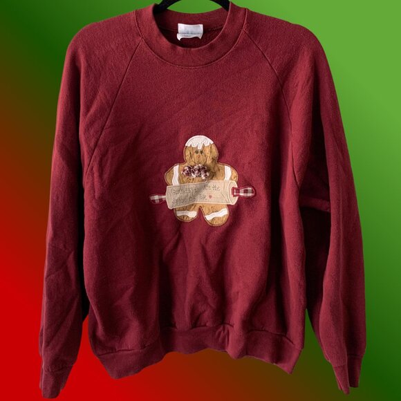 Vintage Fruit of the Loom Grandkids Gingerbread Sweatshirt L Made in USA - Picture 1 of 6